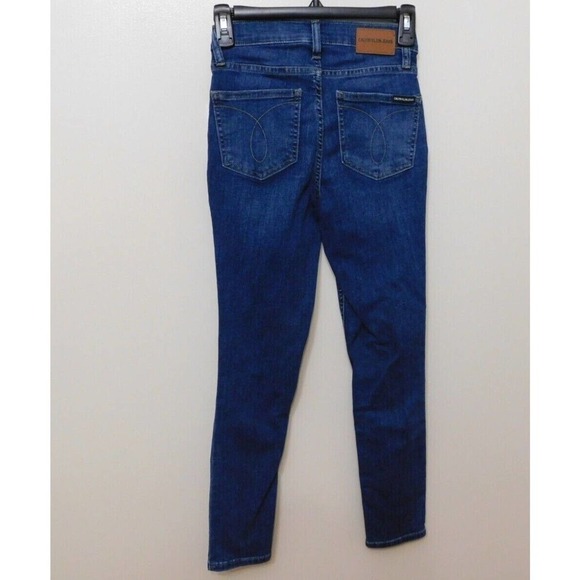 JR478 Calvin Klein Jeans Dark Blue Malibu High-Rise Skinny Ankle Jeans Size 24 - Picture 2 of 2
